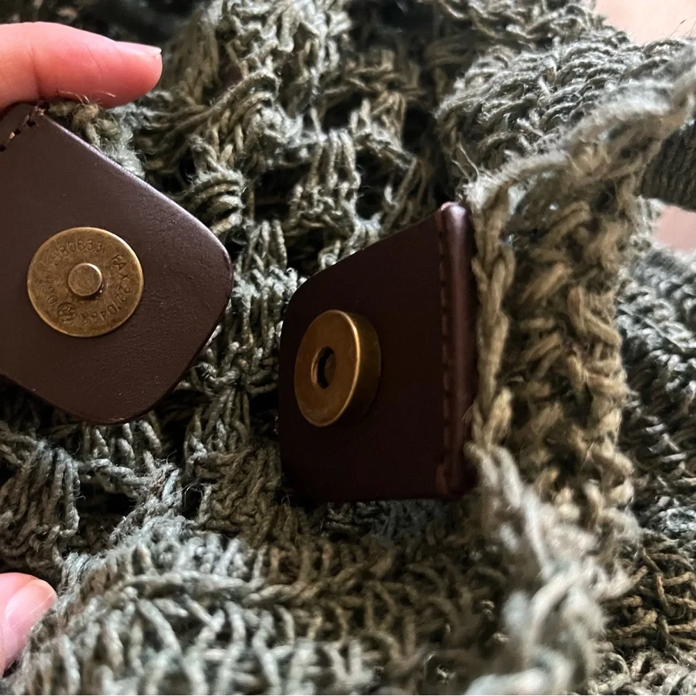 J. Jill Green Crochet Knit Tote Handbag - Picture 3 of 6